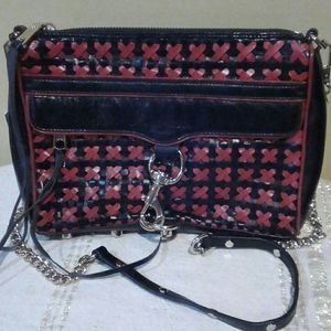 Rebecca Minkoff MAC Black & Orange Woven Crossbody